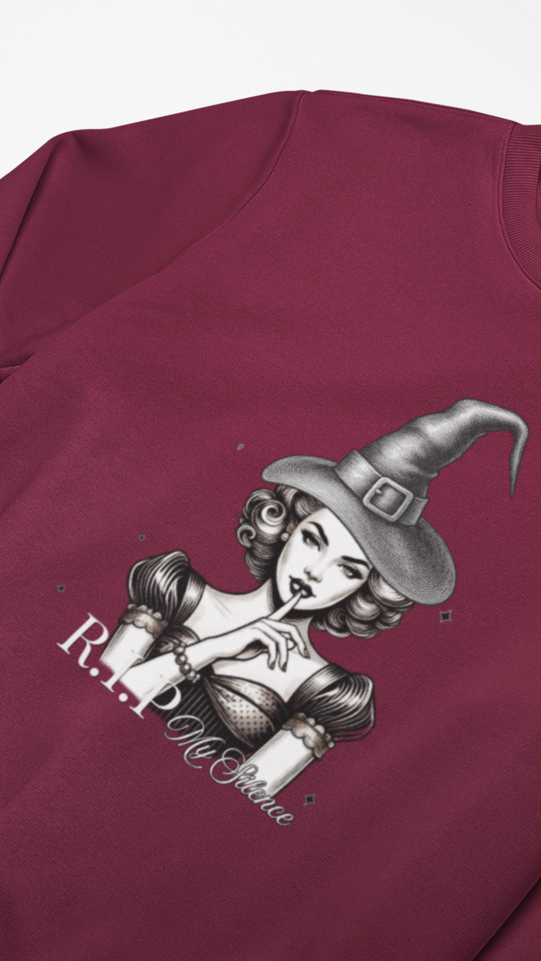 Retro Pinup Witch R.I.P. Crewneck Sweatshirt | Halloween Gothic