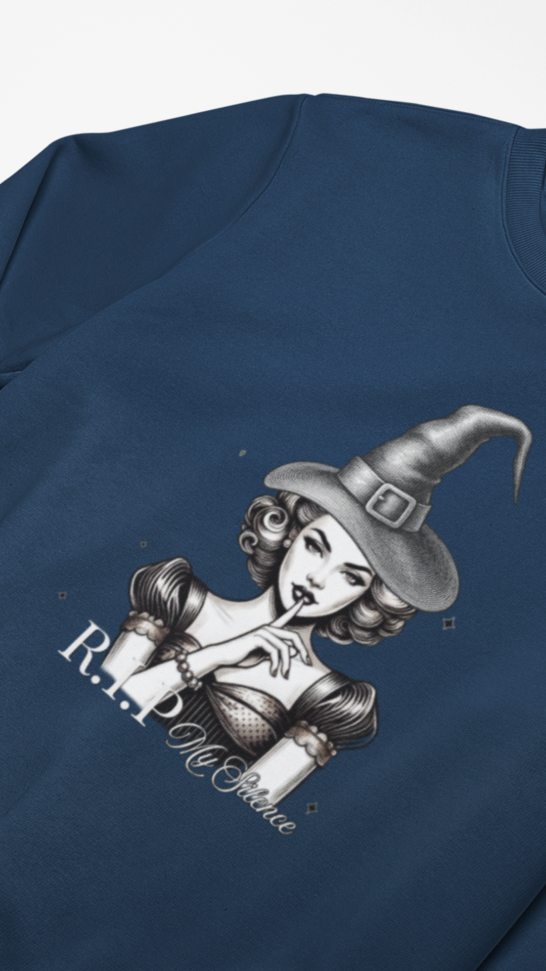 Retro Pinup Witch R.I.P. Crewneck Sweatshirt | Halloween Gothic