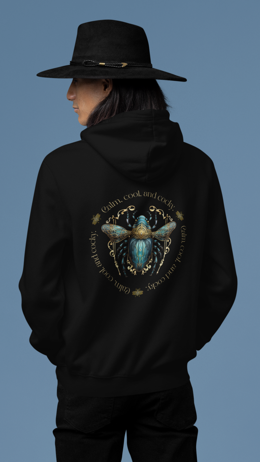 Blue Bee Illustration Hoodie | Honey Bee Circle Graphic
