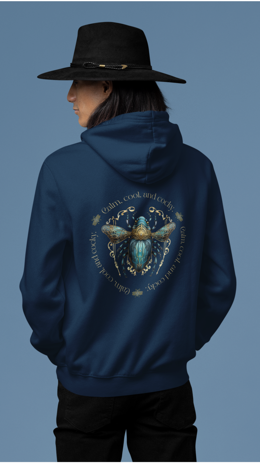 Blue Bee Illustration Hoodie | Honey Bee Circle Graphic
