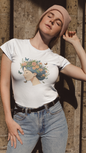 Floral Crown Girl Kids Tee | Butterfly Portrait, Botanical Illustration