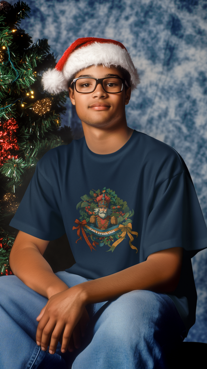 Santa Wreath Illustration Kids Tee | Holiday Christmas Charm