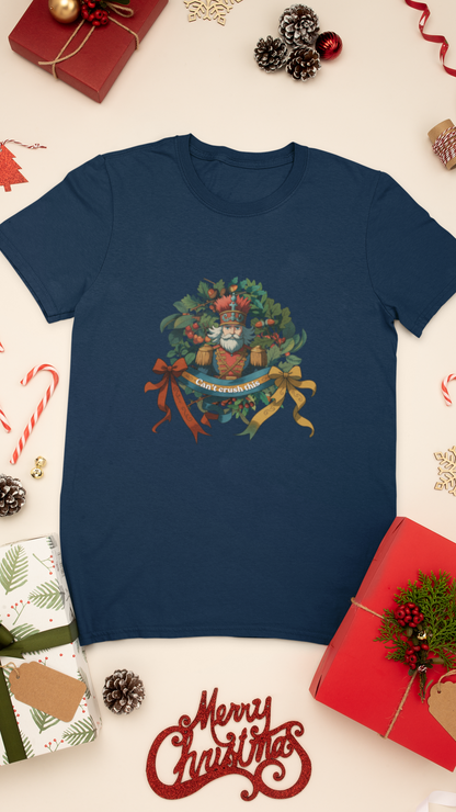 Santa Wreath Illustration Kids Tee | Holiday Christmas Charm
