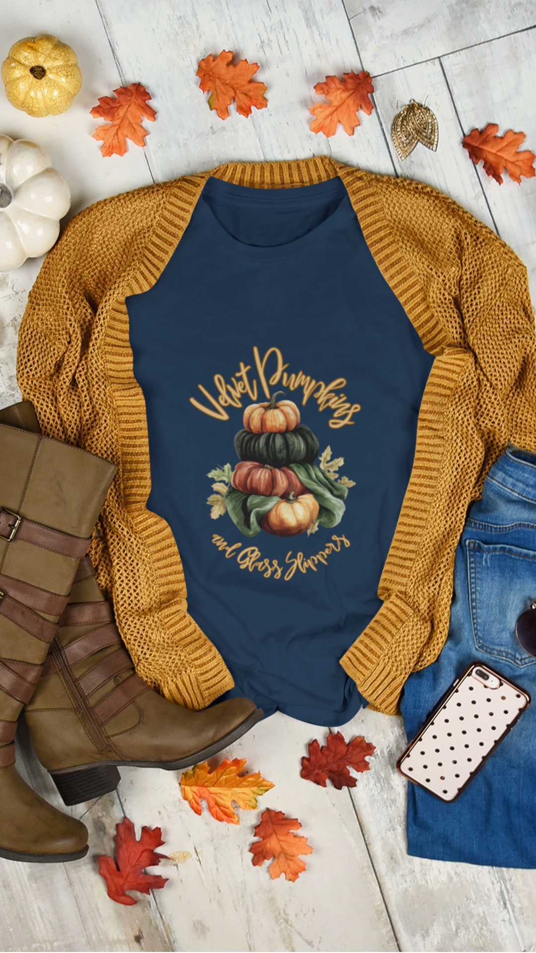 Pumpkin Stack Tee – Vintage Pumpkins Fall Harvest Shirt