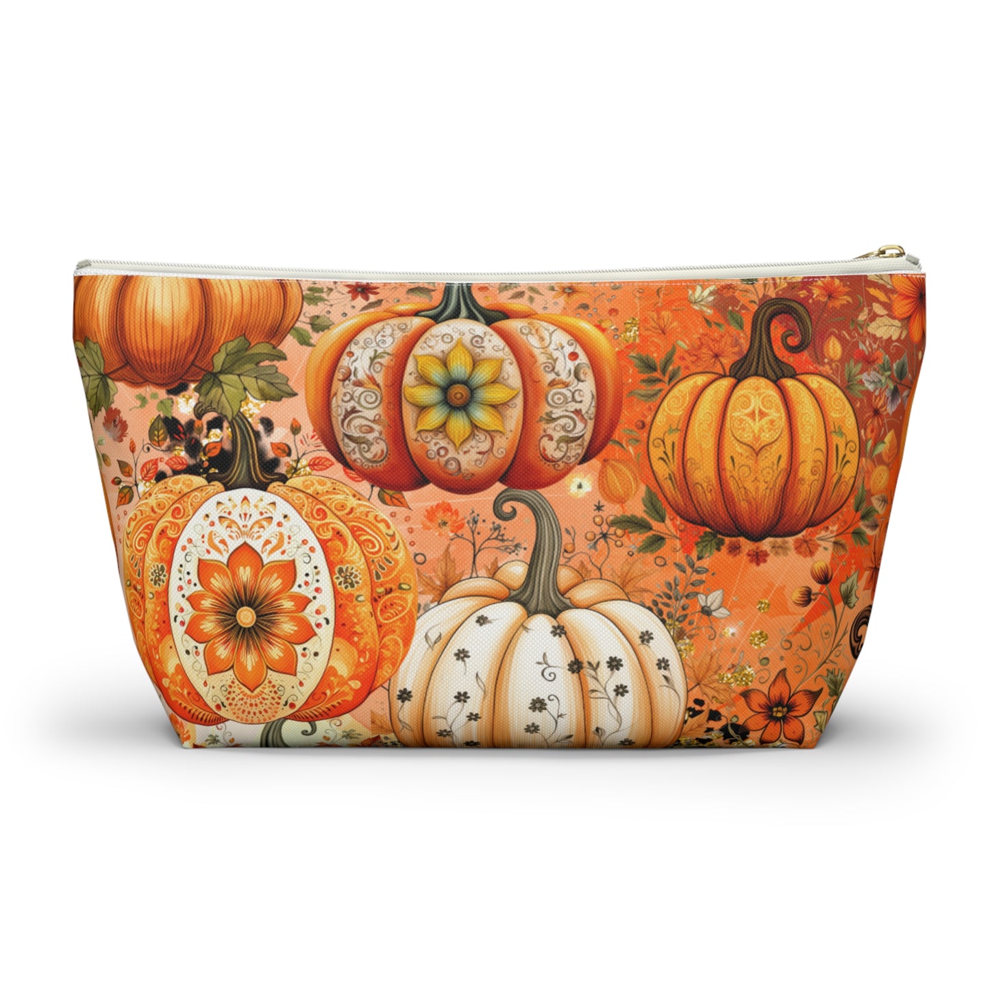 Thanksgiving Pumpkin Pouch - Versatile T-bottom Accessory Bag - Travel & Organization - Durable Material