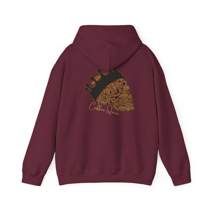 Skull Caffine Queen Illustration Hoodie | Crowned Skull Back Print