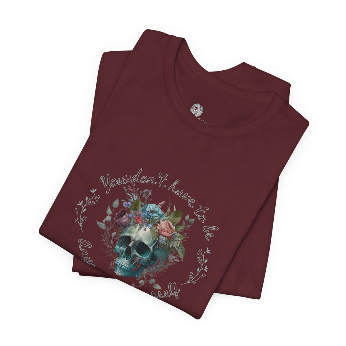 Floral Skull with Script Tee | Skull Flower Crown T-Shirt