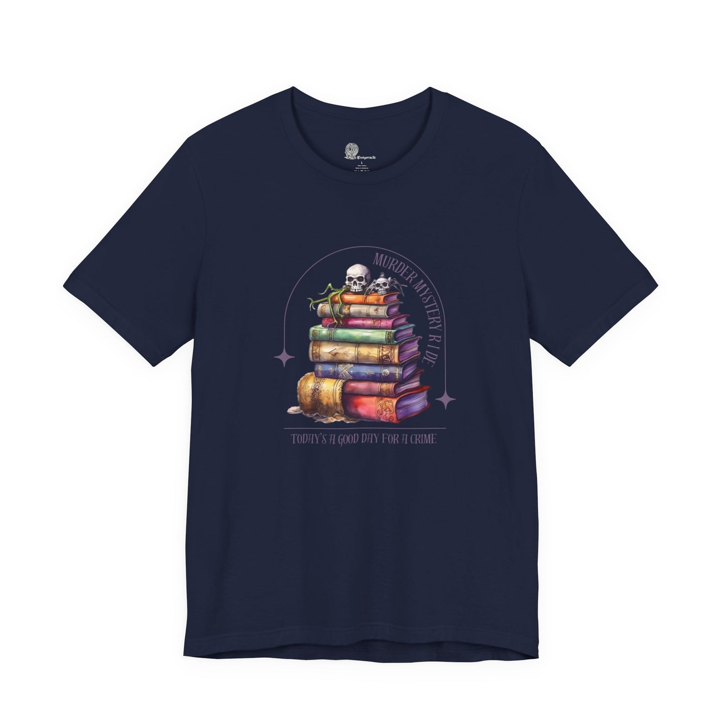 Stack of Spellbooks with Skull tee | Witchy Books T-Shirt