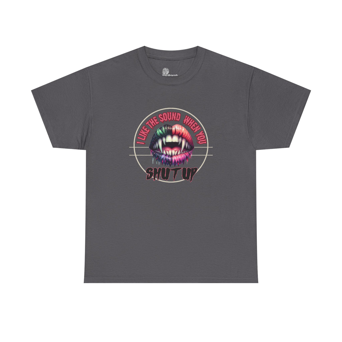 Neon Vamp Mouth Illustration T-Shirt | 'I Love the Sound When You Shut Up'