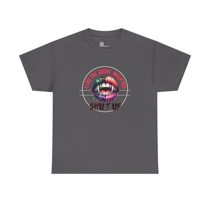 Neon Vamp Mouth Illustration T-Shirt | 'I Love the Sound When You Shut Up'