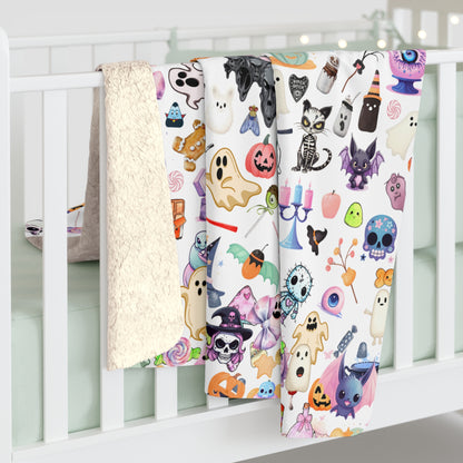 Sherpa Fleece Blanket with Plush Backside - Stay warm with the Pastel Gothic Ghost Girl