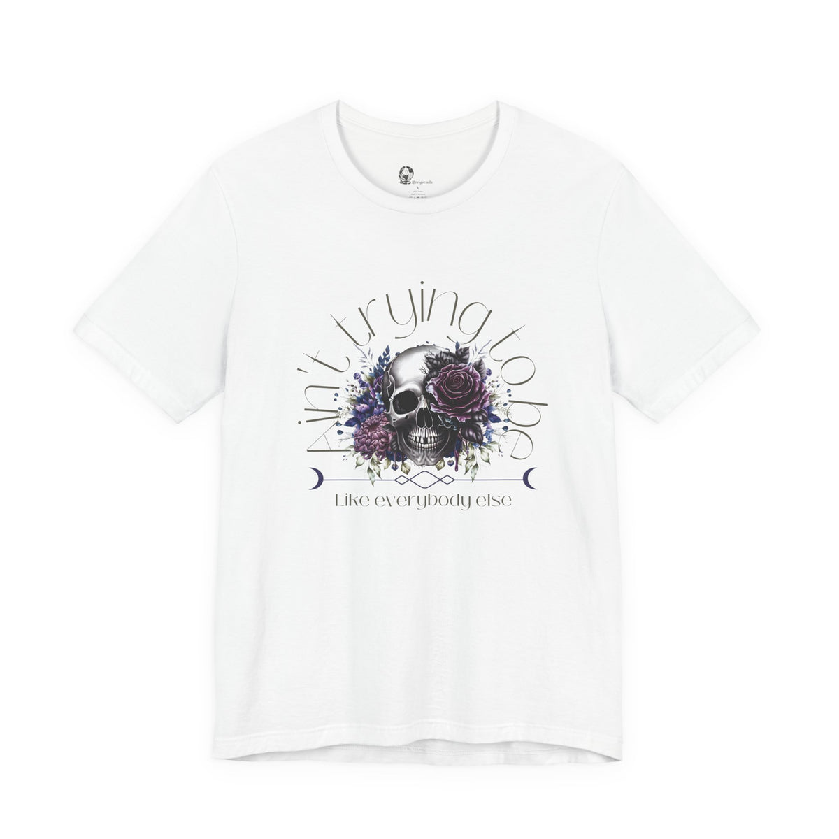 Floral Skull Illustration T-Shirt | Moon Phases Graphic Tee