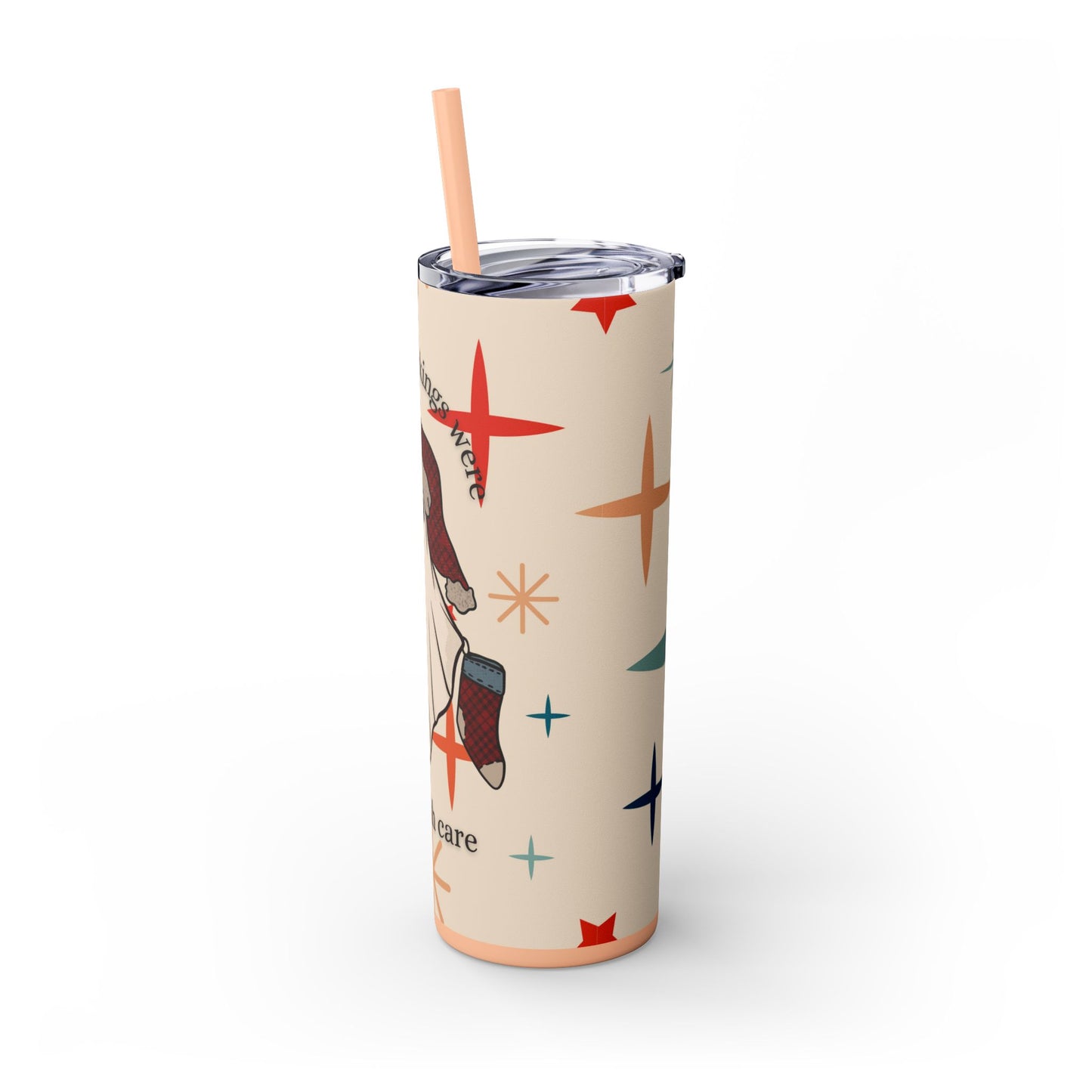 Retro Ghost Stainless Steel Skinny Tumbler with Straw - Perfect Gift for Ghost Lovers!