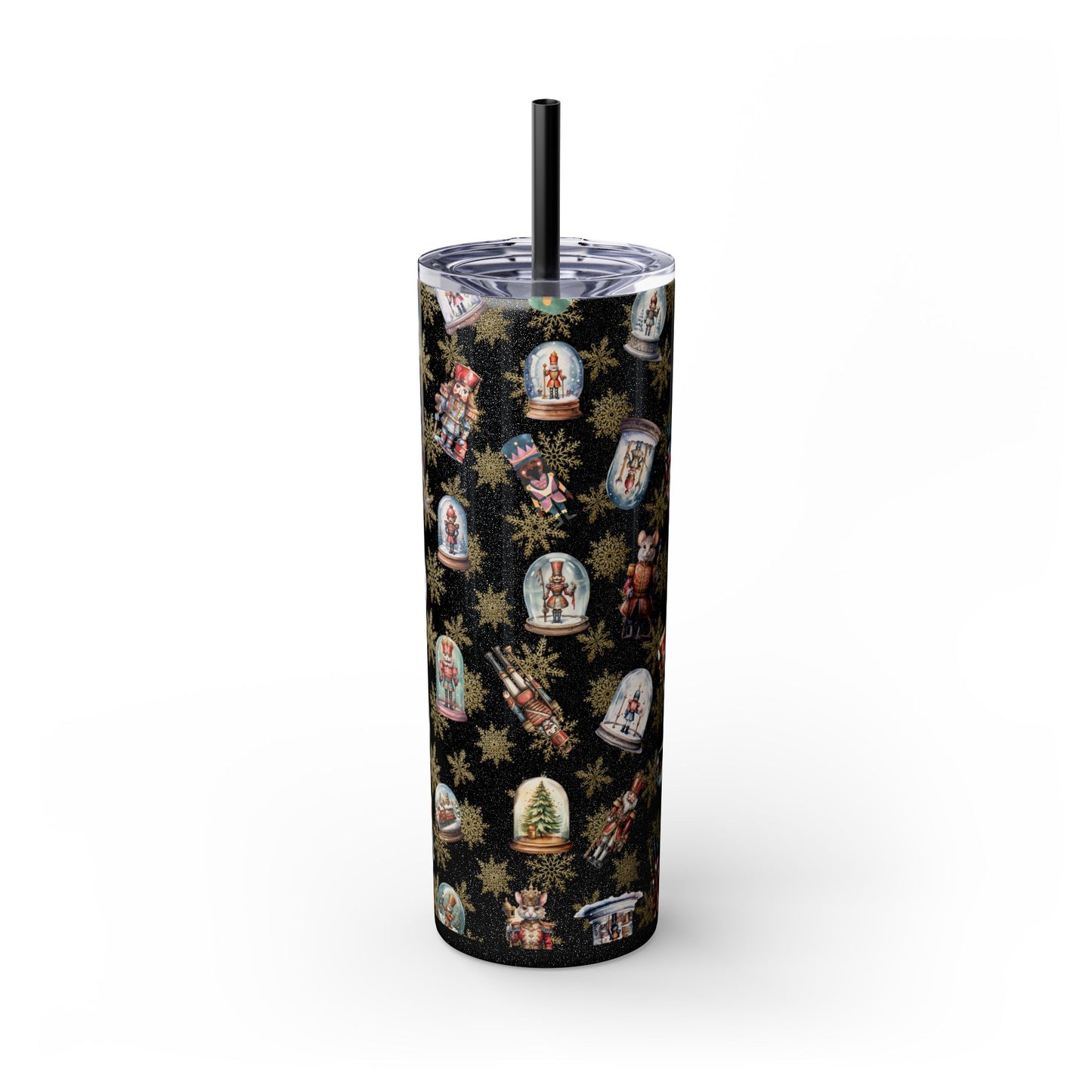 Whimsical Snow Globe and Nutcrackers Skinny Tumbler - 20oz - Keep Your Drinks Hot or Cold for Hours!