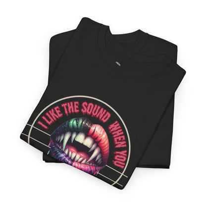 Neon Vamp Mouth Illustration T-Shirt | 'I Love the Sound When You Shut Up'