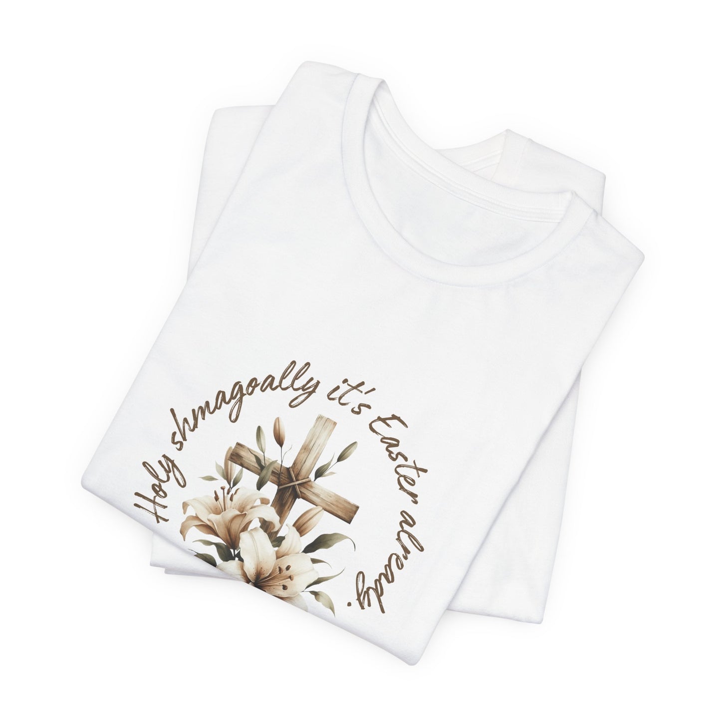 Floral Cross Holly Shmagoally Easter T-Shirt | Unisex Jersey Tee for Active & Leisure Wear