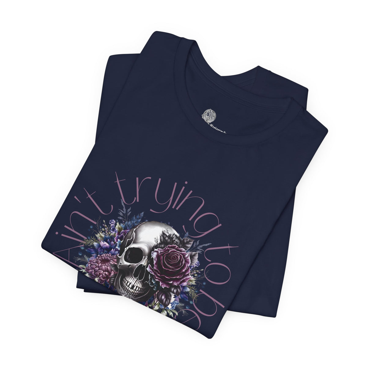 Floral Skull Illustration T-Shirt | Moon Phases Graphic Tee