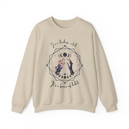 Witchy Crewneck Sweatshirt - "I'm a Badass Witch, It's a Force of Habit"