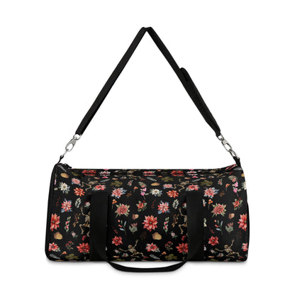 Skeleton and Poinsetta Christmas Duffle Bag - Lightweight Custom Printed Gym Bag for Holiday Cheer