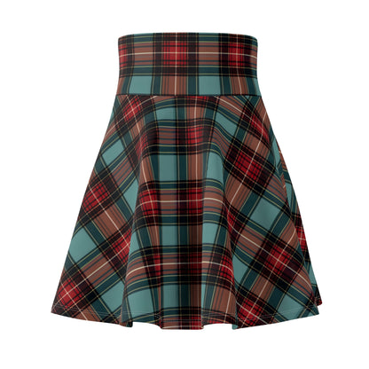 Festive Christmas Tree Tartan Women's Skater Skirt - Cozy and Casual Holiday Style