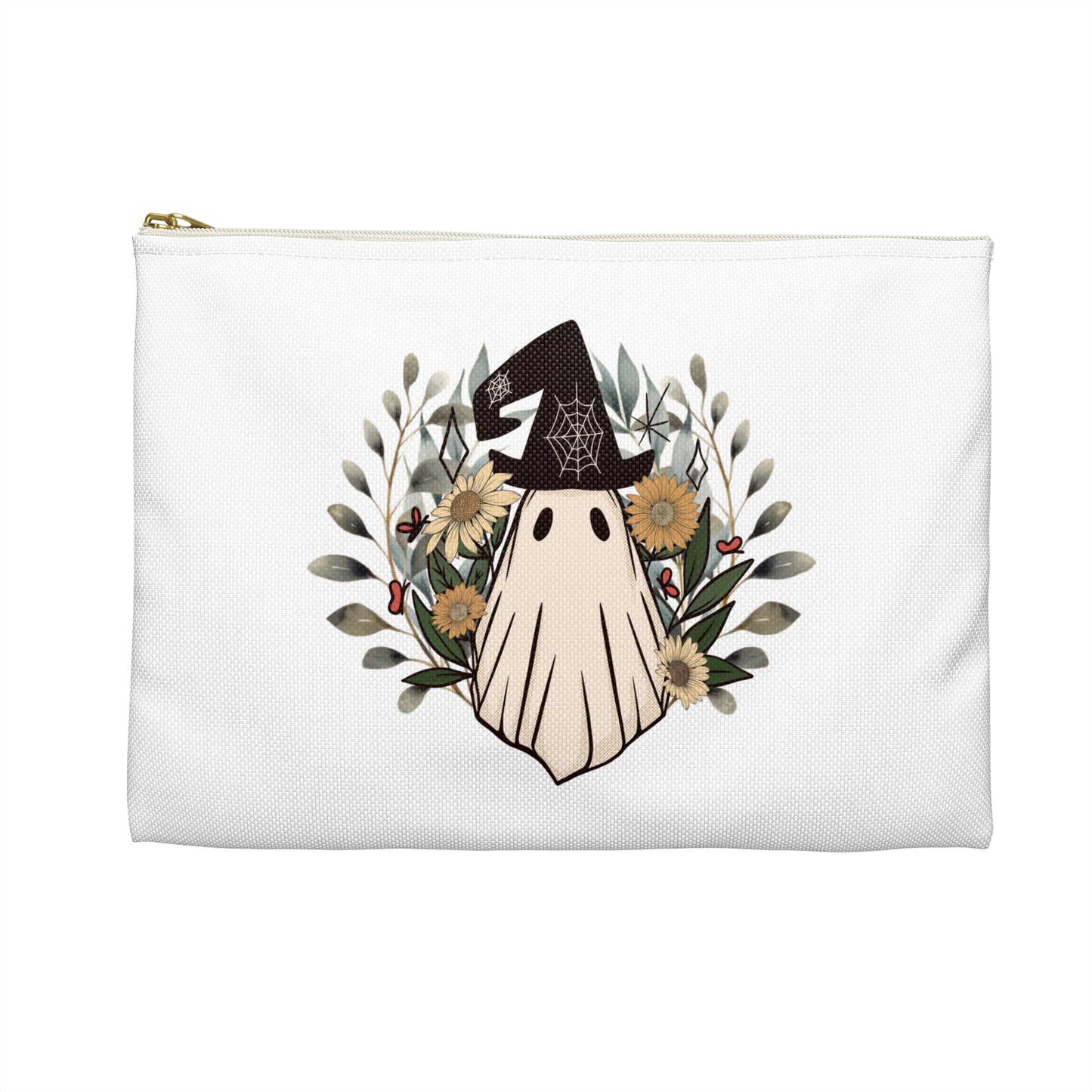 Vintage Style Ghost Print Pencil Case - Retro Accessory Pouch