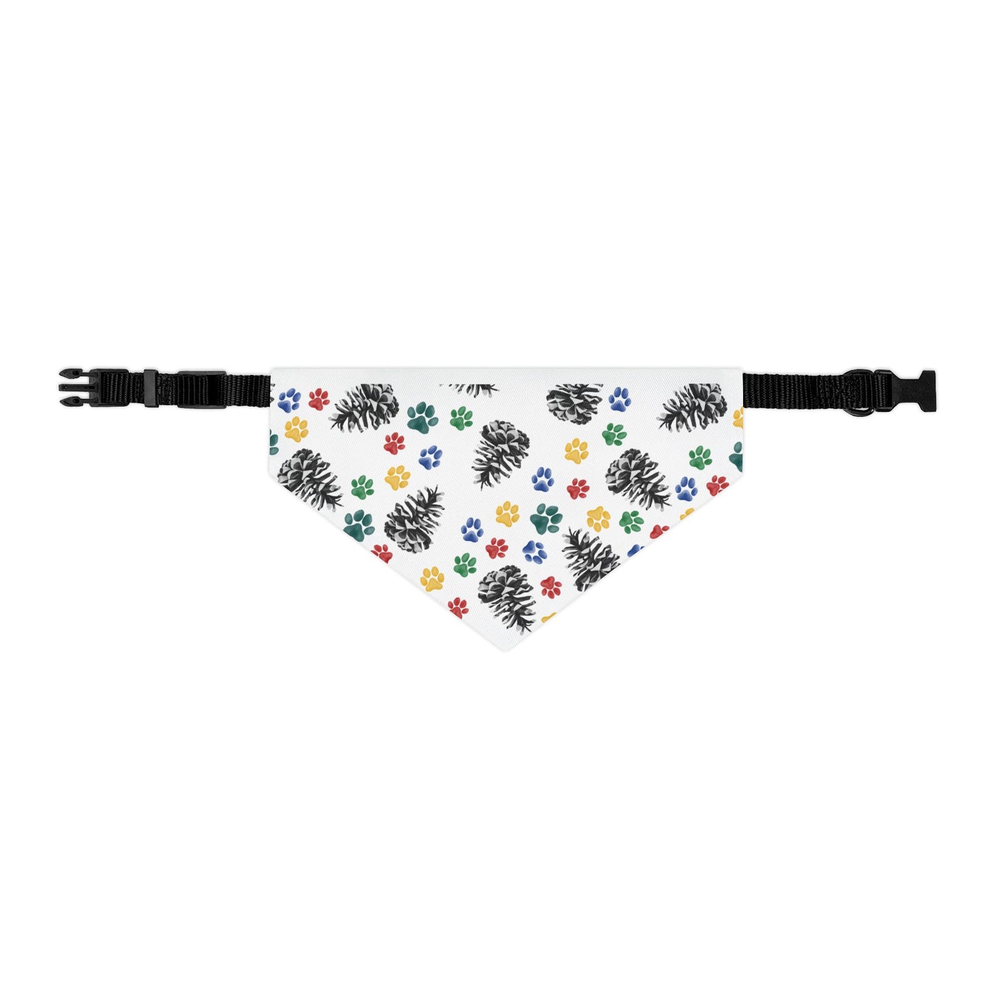 Playful Pine Cones and Paw Prints Pet Bandana Collar for Dogs and Cats- Sublimation Printable, Machine Washable