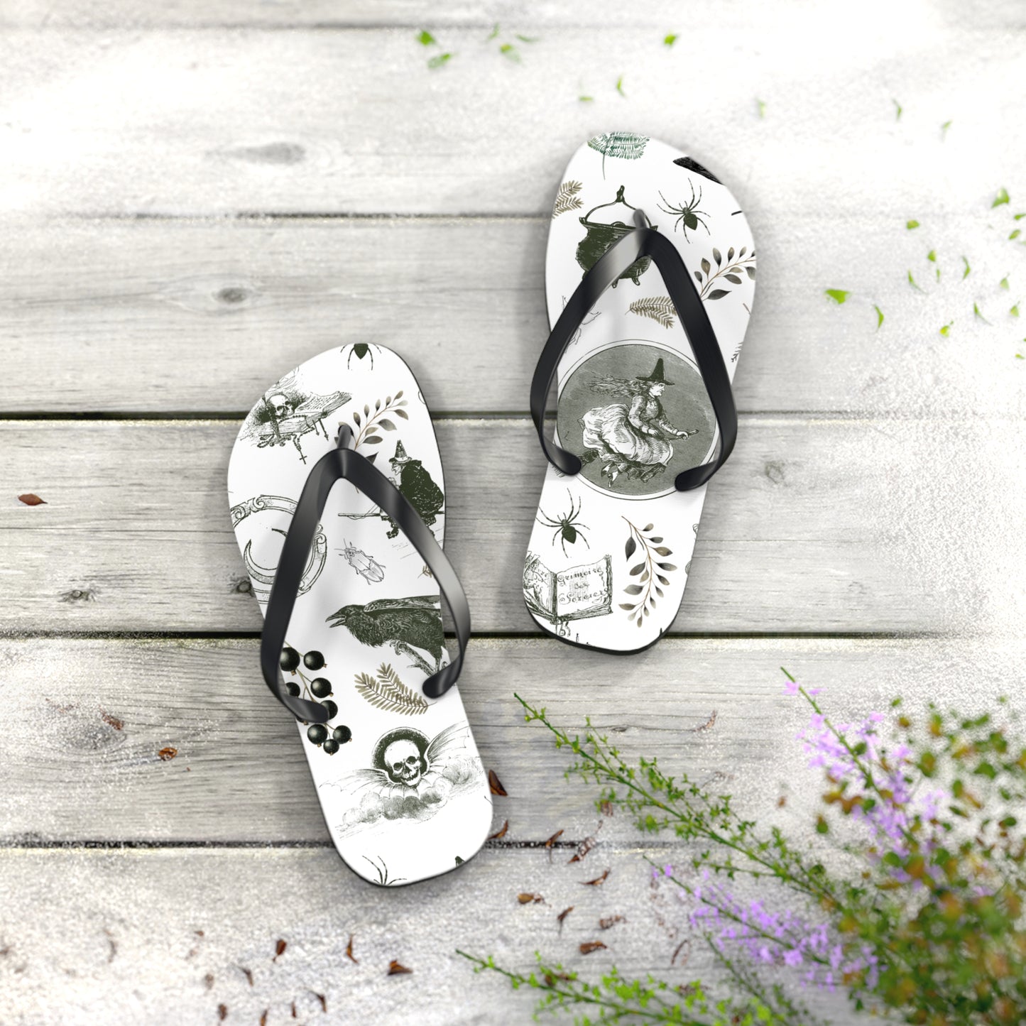 Magic Underfoot: Witch Cauldron Design Flip Flops for All-day Comfort