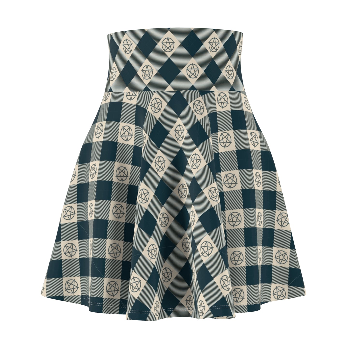 Pentagram Tartan Women's Skater Skirt - Cozy, Versatile and Perfect for Everyday