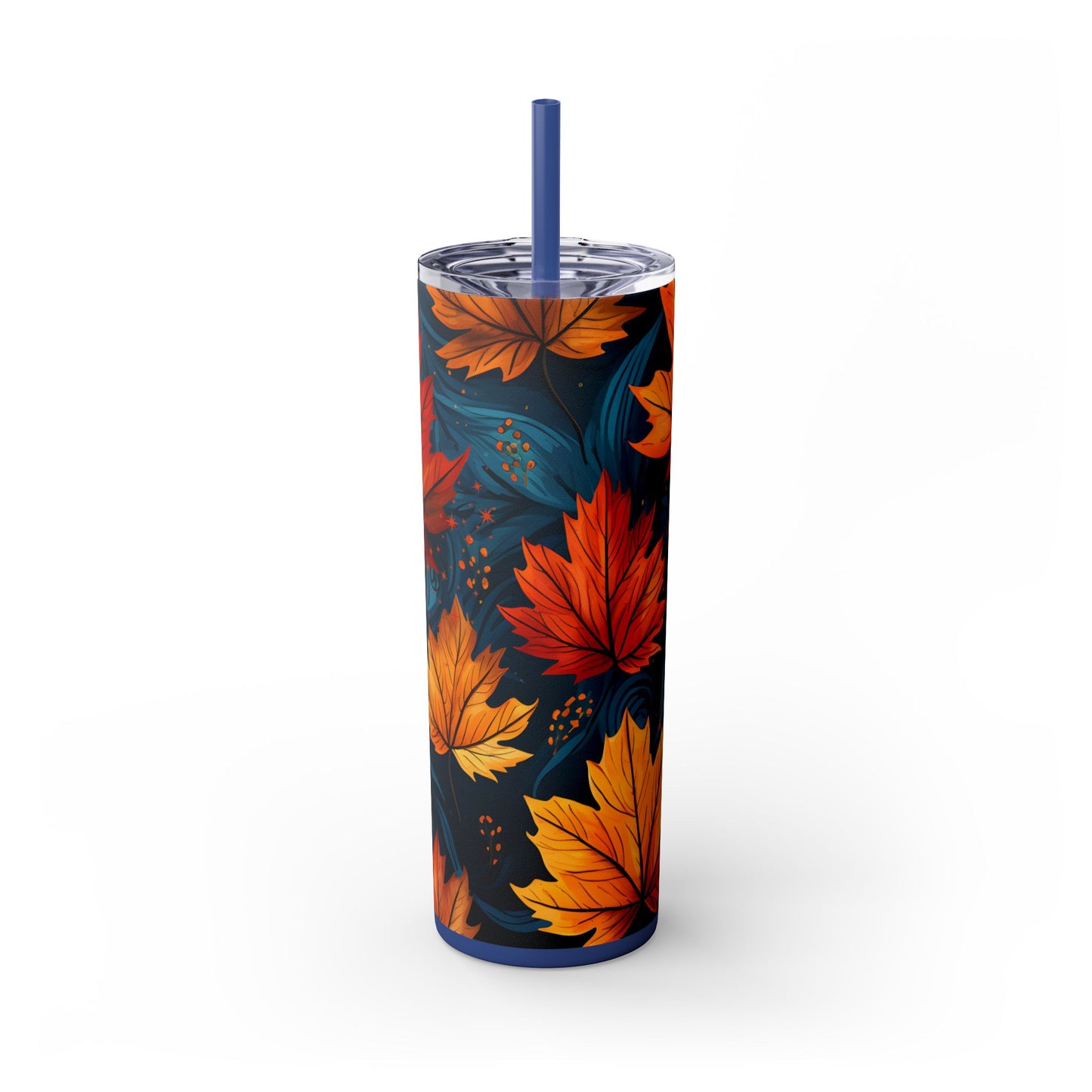 Stay Hydrated in Style with a Blue Fall Leaves Skinny Tumbler - 20oz Insulated Cup