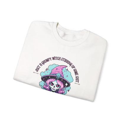 Skull Witch Illustration Crewneck Sweatshirt | Pastel Goth Halloween