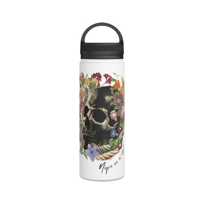 Floral Skull Illustration Stainless Steel Water Bottle | Handle Lid