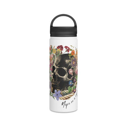 Floral Skull Illustration Stainless Steel Water Bottle | Handle Lid