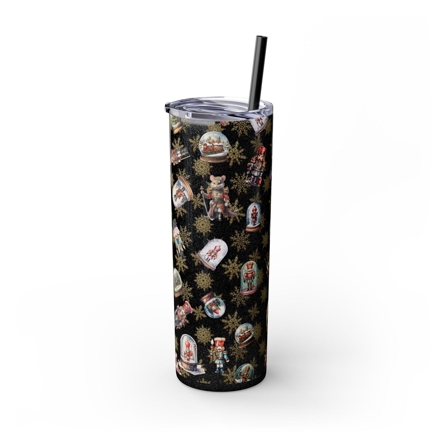 Whimsical Snow Globe and Nutcrackers Skinny Tumbler - 20oz - Keep Your Drinks Hot or Cold for Hours!