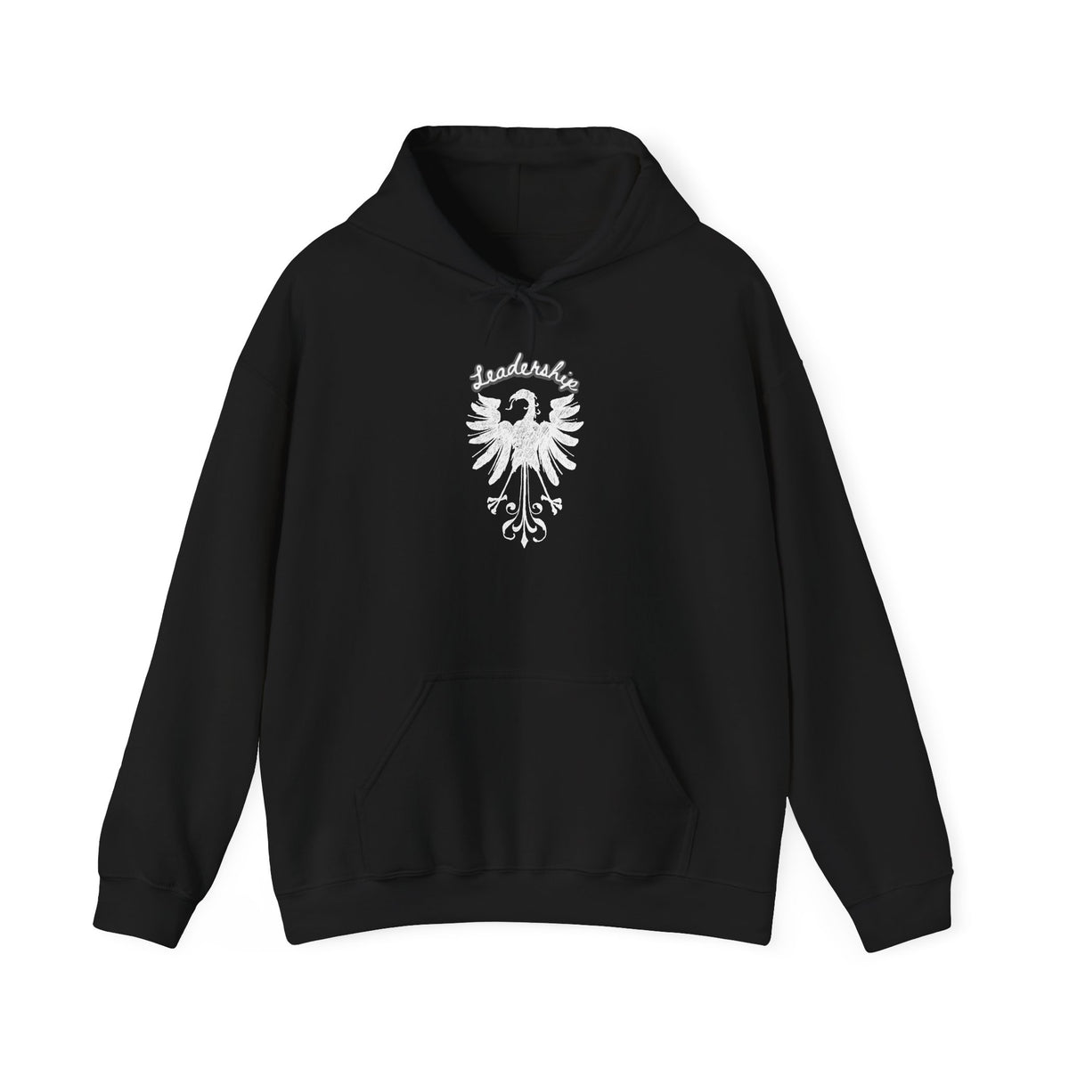 Black Heraldic Eagle crest Hoodie | Inspirational back text hoodie