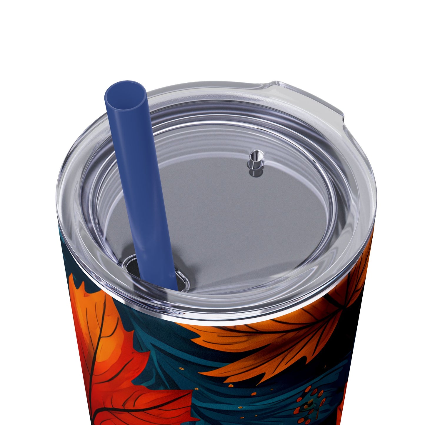 Stay Hydrated in Style with a Blue Fall Leaves Skinny Tumbler - 20oz Insulated Cup