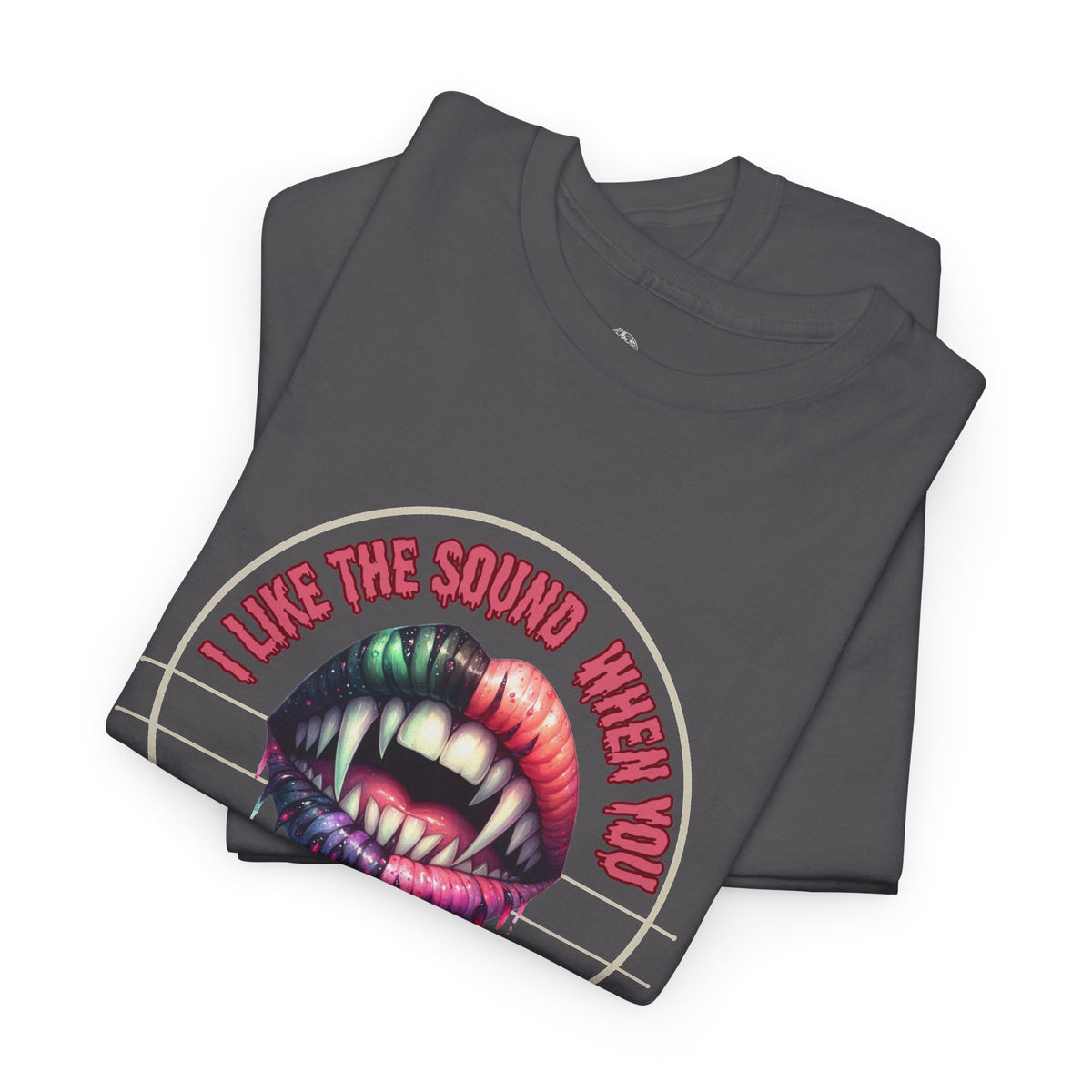 Neon Vamp Mouth Illustration T-Shirt | 'I Love the Sound When You Shut Up'