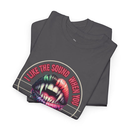 Neon Vamp Mouth Illustration T-Shirt | 'I Love the Sound When You Shut Up'