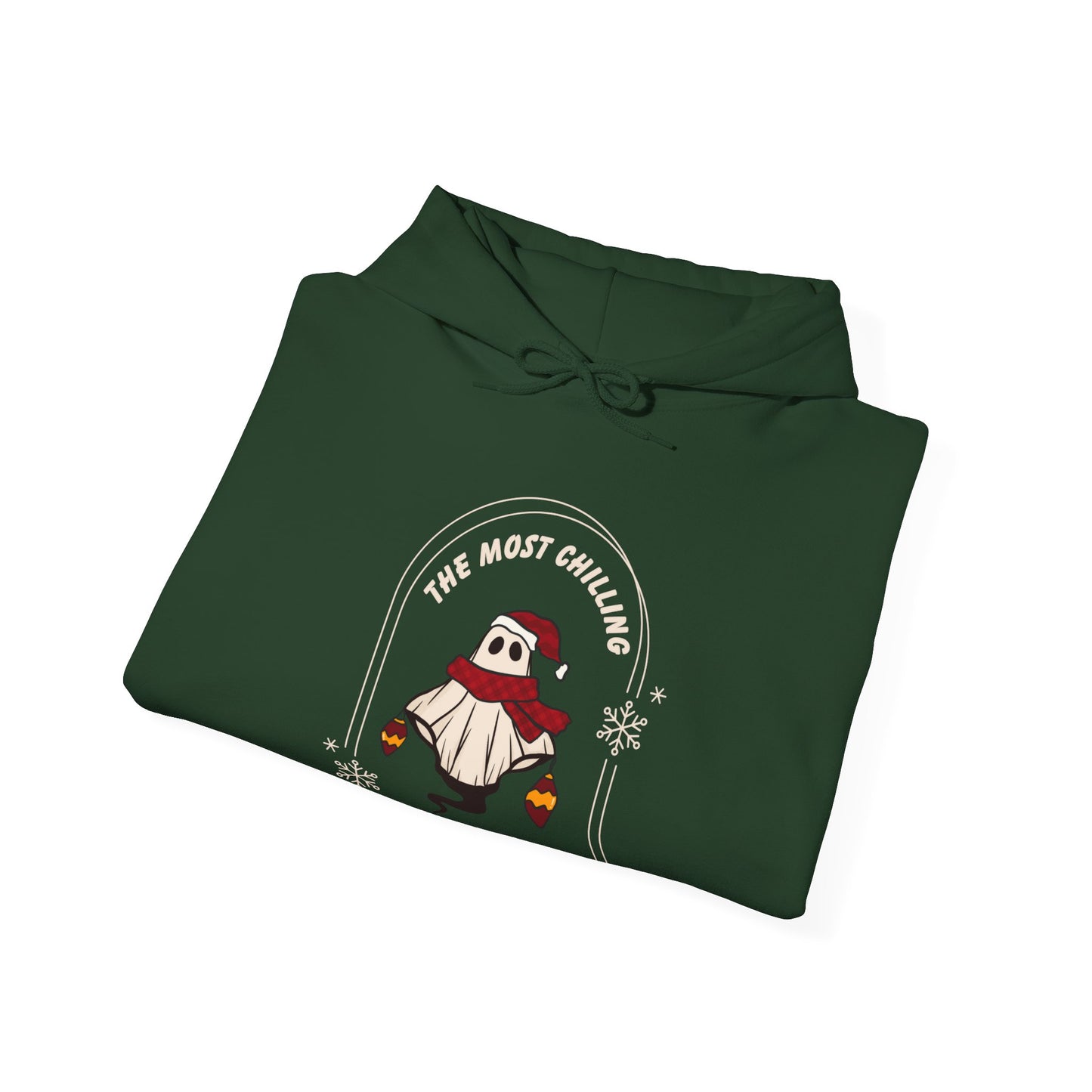 Stay Cozy this Winter with our Retro Ghost Unisex Heavy Blend Hooded Sweatshirt - Plush, Soft, and Warm with Holiday Spirit