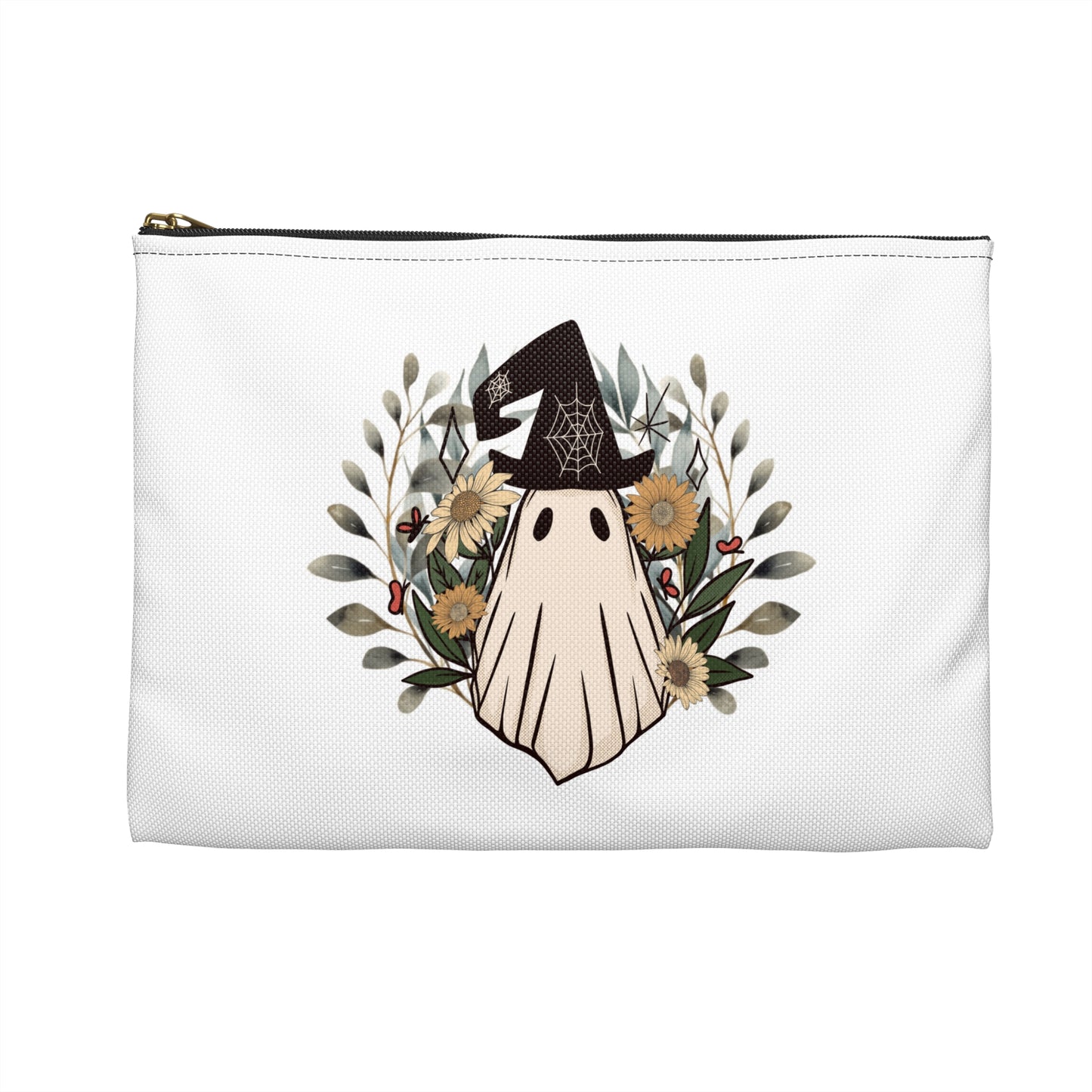 Vintage Style Ghost Print Pencil Case - Retro Accessory Pouch