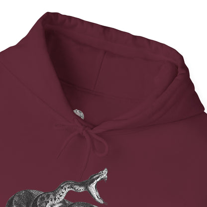 Coiled Rattlesnake Hoodie | Snake Illustration, Vintage Black Ink
