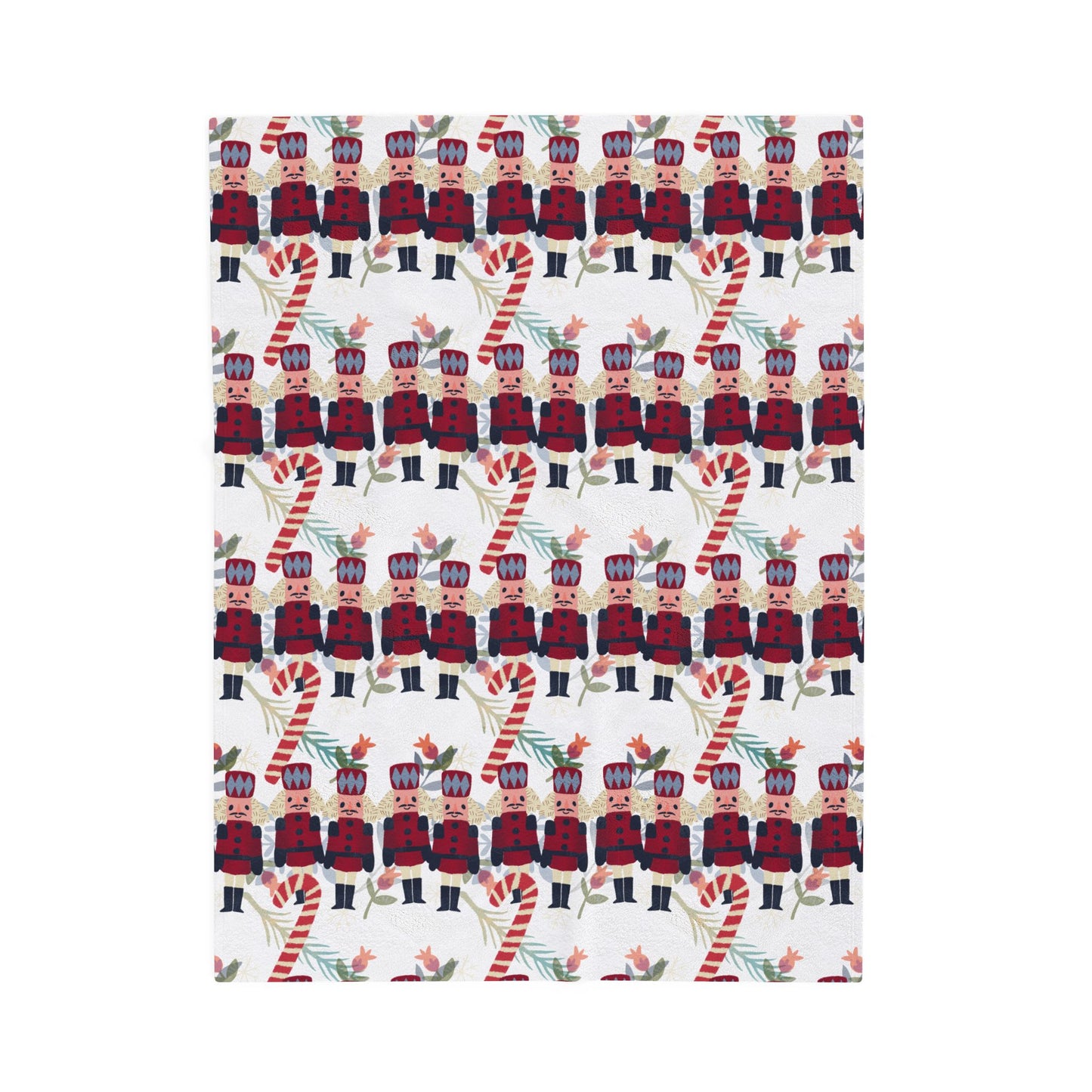 Snuggle up in Holiday Style - Candy Canes and Nutcrackers Velveteen Plush Blanket | Christmas Gift Idea