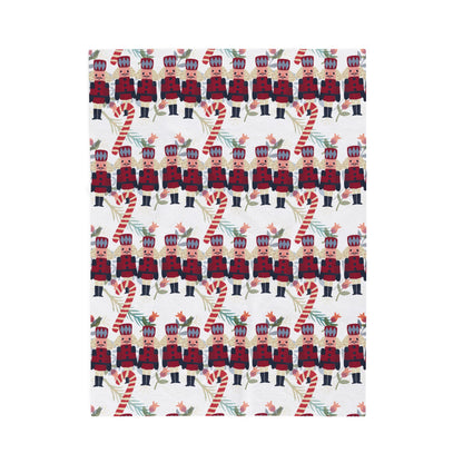 Snuggle up in Holiday Style - Candy Canes and Nutcrackers Velveteen Plush Blanket | Christmas Gift Idea