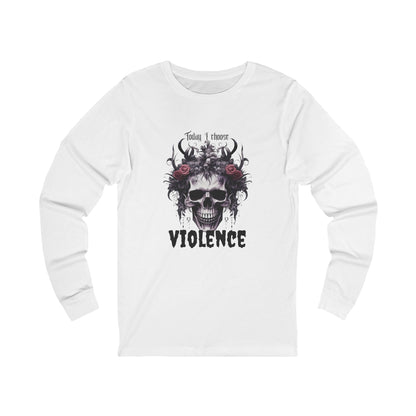 Gothic Floral Skull Long Sleeve Tee - Unisex Jersey Shirt for Edgy Fashion Enthusiasts