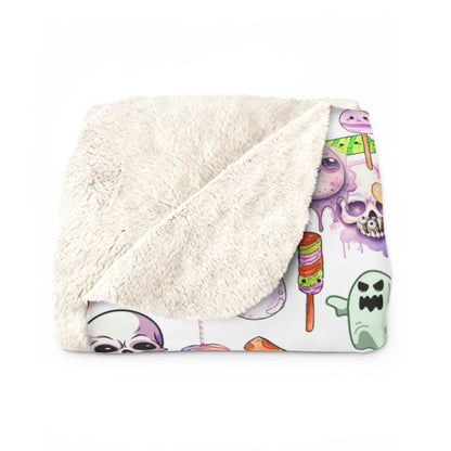 Sherpa Fleece Blanket with Plush Backside - Stay warm with the Pastel Gothic Ghost Girl