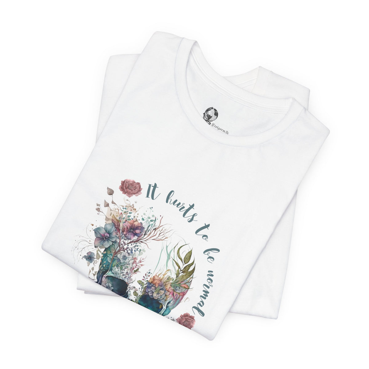 Skull with Flowers Tee | It Wants to Be Strong, Floral Watercolor Skull