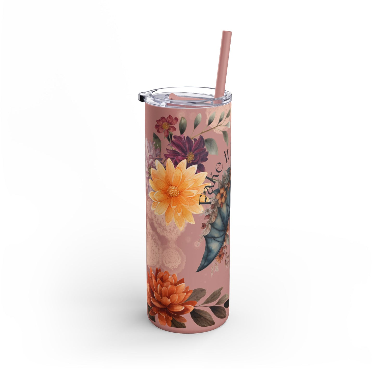 Stay Cool with our 20oz Fake it Floral Bats Skinny Tumbler - Cold for 24h