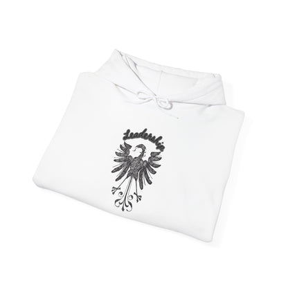 Black Heraldic Eagle crest Hoodie | Inspirational back text hoodie