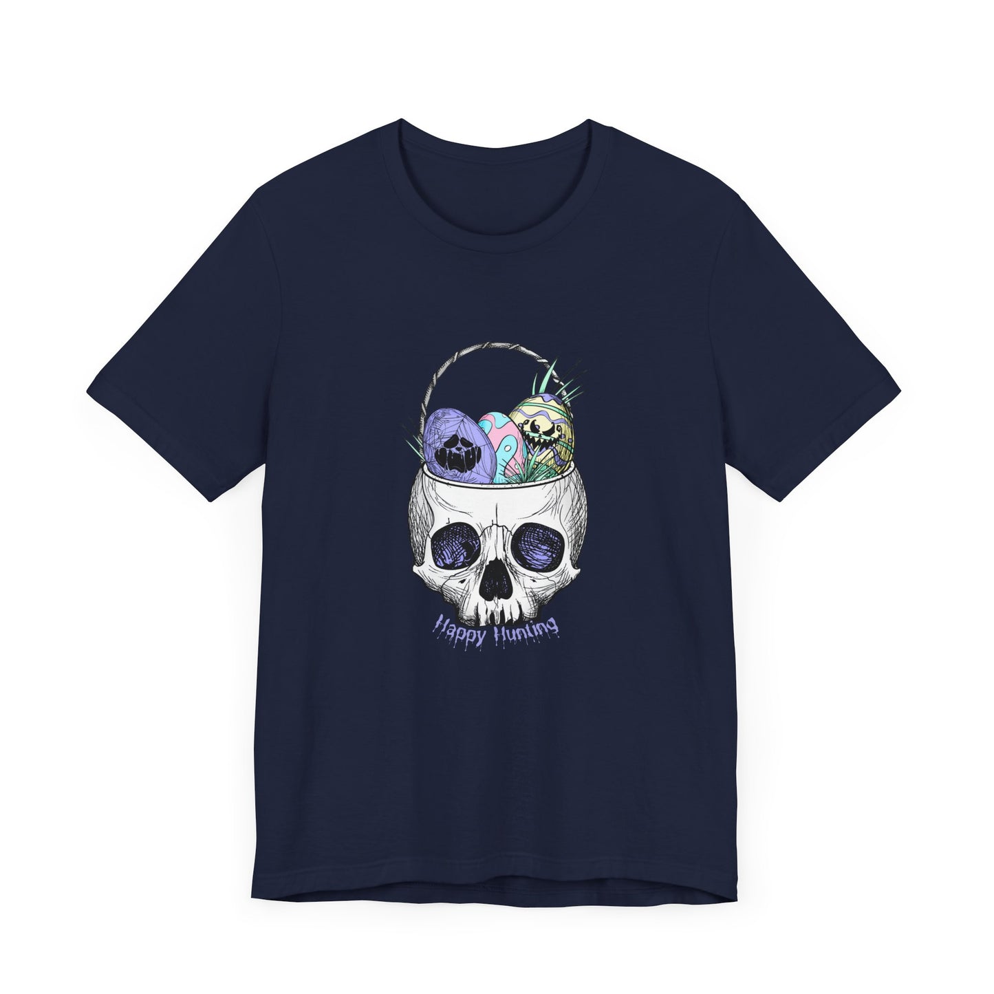 Happy Easter Skull Tee - Unisex Jersey Shirt for Egg Hunt Fun