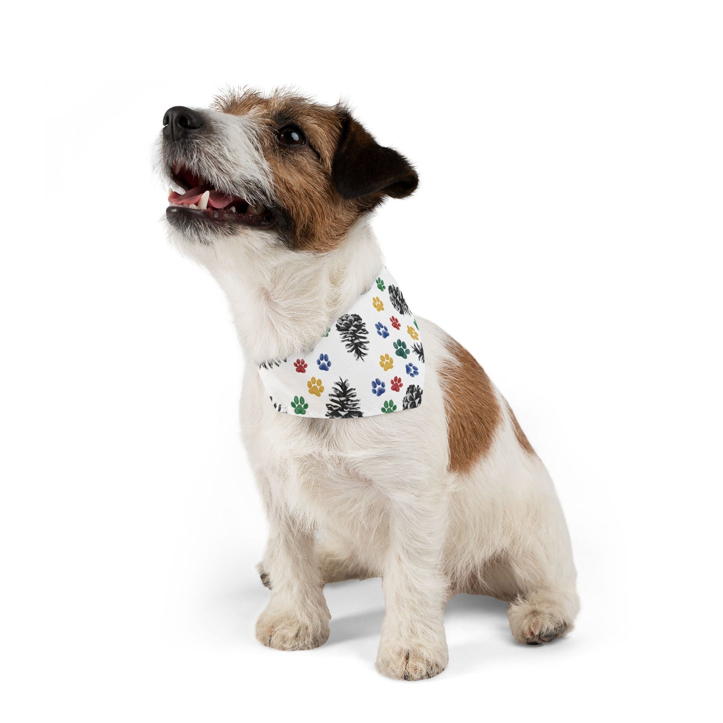 Playful Pine Cones and Paw Prints Pet Bandana Collar for Dogs and Cats- Sublimation Printable, Machine Washable