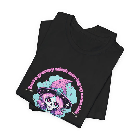 Lovable Grumpy Witch Tee - Comfy Short Sleeve Pastel Shirt